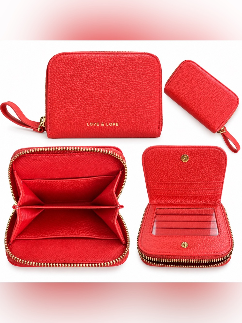 💋 Love & Lore Red Zip-Around Wristlet Wallet
